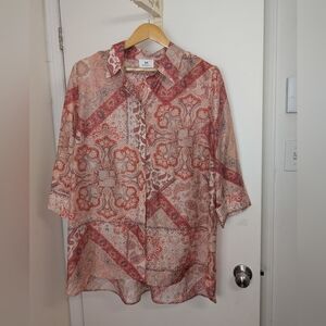 MARINA V PAISLEY BUTTON DOWN SHIRT SIZE X LARGE